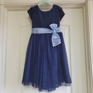Elegant Navy Blue Kids Dress with Bow